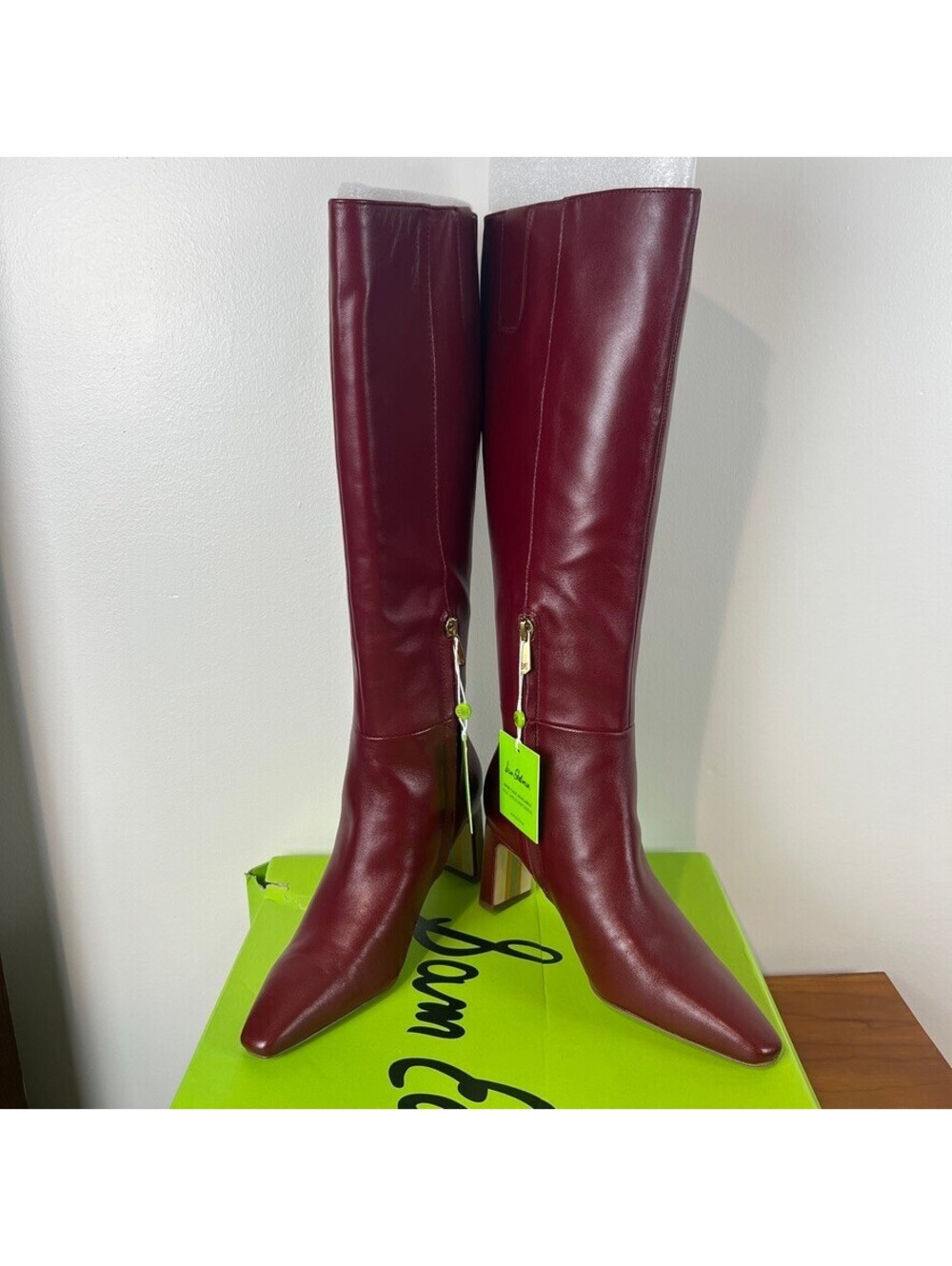 Sam Edelman Sylvia Burgundy Leather Knee High Boots Women's 6 NWT